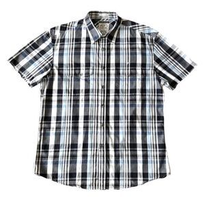 Ellus Original Plaid Shirt Button Down Cotton Casual Men's Top Shorts Sleeve  L